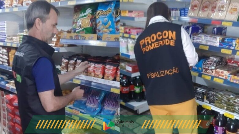 Produtos de mercado são apreendidos durante fiscalização do Procon em Pomerode