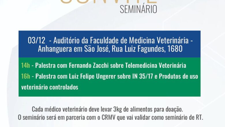 Anhanguera São José e CRMV promovem seminário sobre telemedicina e produtos de uso veterinário controlados