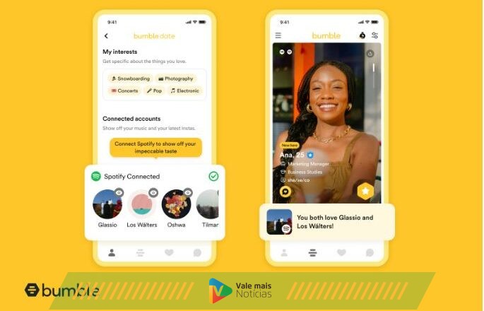 Bumble prioriza a compatibilidade musical no romance com a nova Integração aos “Top Artists” do Spotify