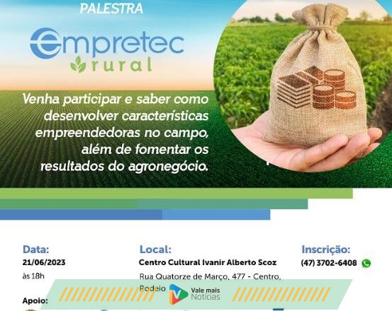 Programa Empretec, do Sebrae/SC, oferece palestra gratuita para produtores rurais