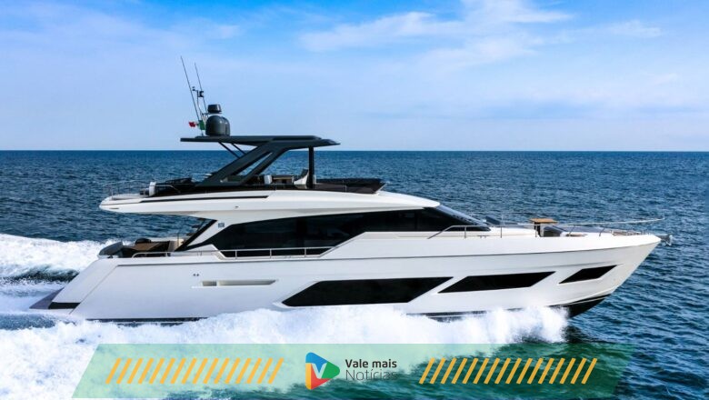 Iate de luxo de 22 metros da italiana Ferretti Yachts será exposto pela primeira vez em boat show brasileiro, em SC