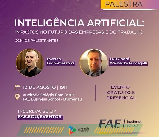 Palestra sobre inteligência artificial em Blumenau (SC) debate os impactos nas empresas, no trabalho e na academia