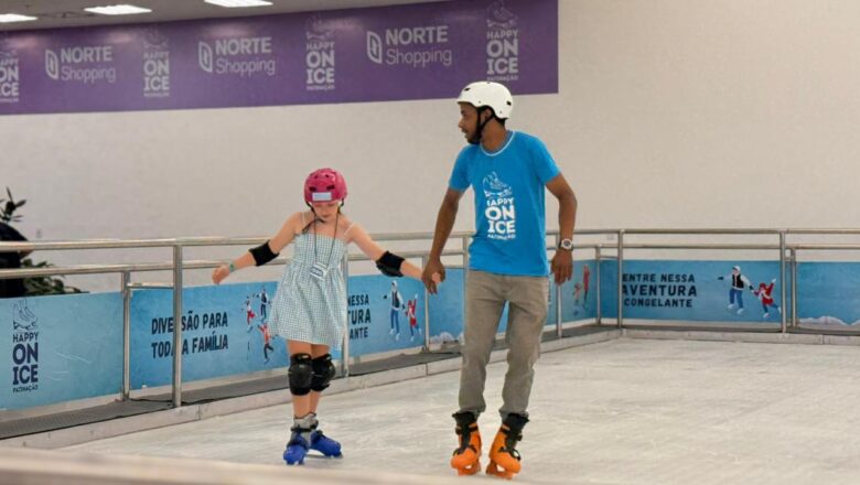 Norte Shopping é refúgio gelado com pista de patinação e atrações para combater o calor